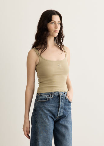 Moon Logo Ribbed Jersey Crop Tank Top
