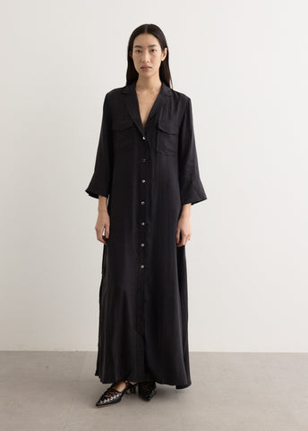 Fluid Cupro Maxi Shirt Dress