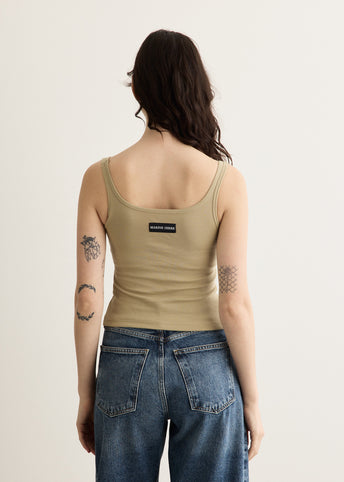 Moon Logo Ribbed Jersey Crop Tank Top
