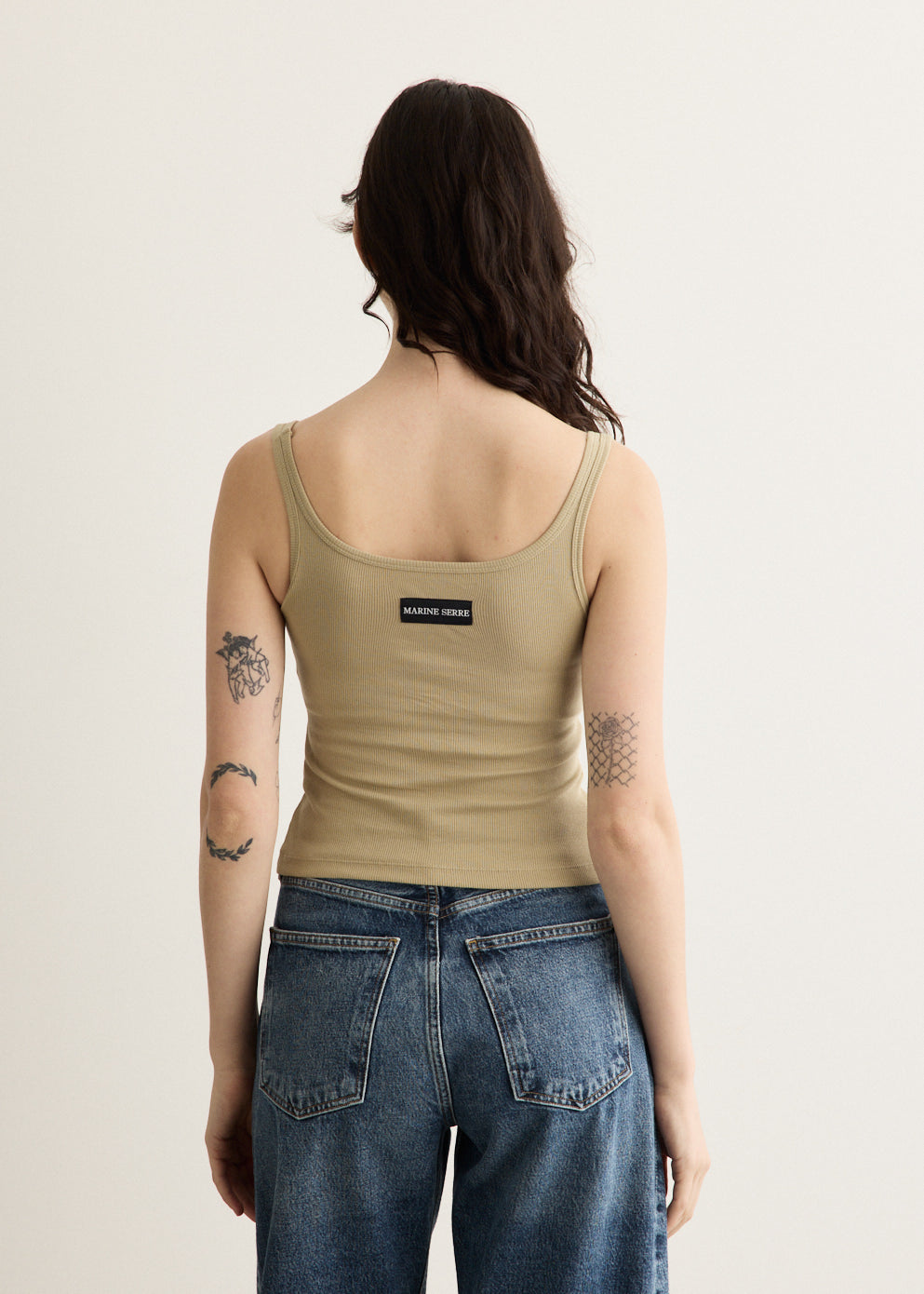 Moon Logo Ribbed Jersey Crop Tank Top