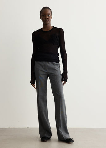 Mesh Pointelle Long-Sleeve T-Shirt