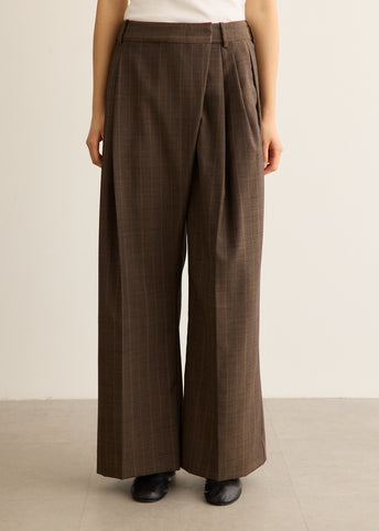 Light Wool Melange Stripe Wrap Pants