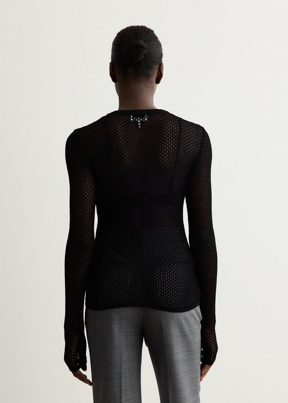 Mesh Pointelle Long-Sleeve T-Shirt
