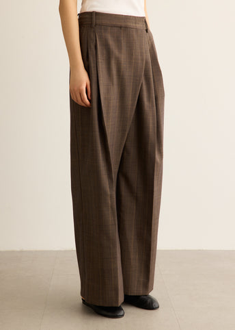 Light Wool Melange Stripe Wrap Pants