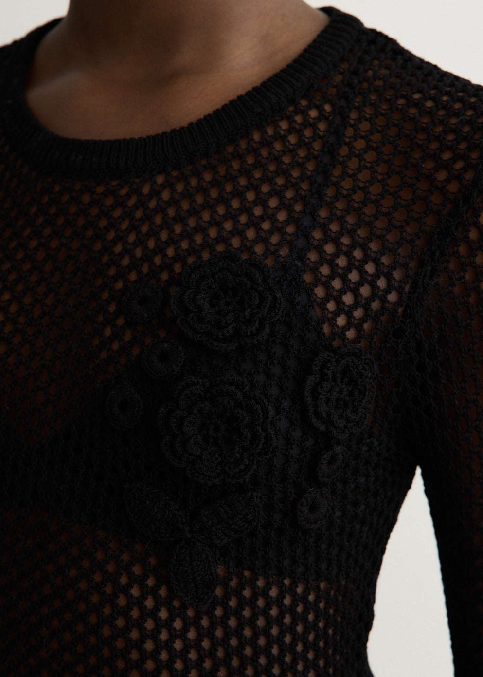 Mesh Pointelle Long-Sleeve T-Shirt
