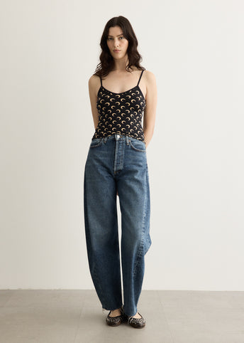 Moon Printed Jersey Straps Top