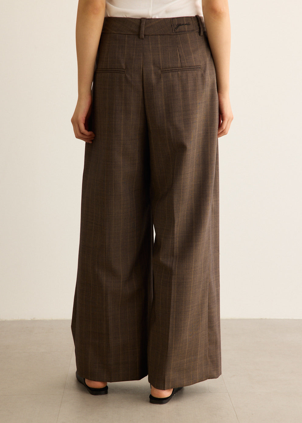 Light Wool Melange Stripe Wrap Pants