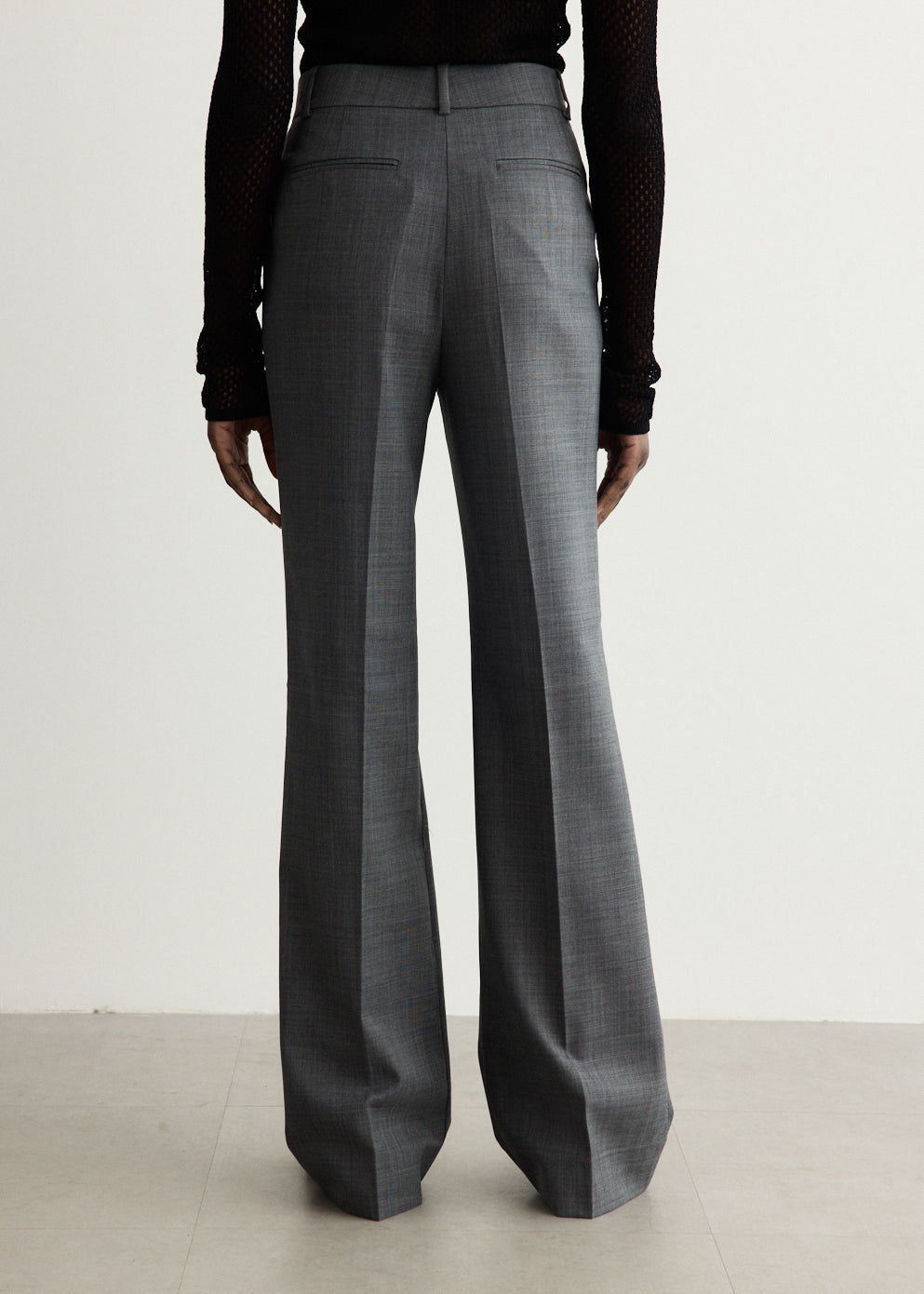 Wool Melange Suiting Straight Pants