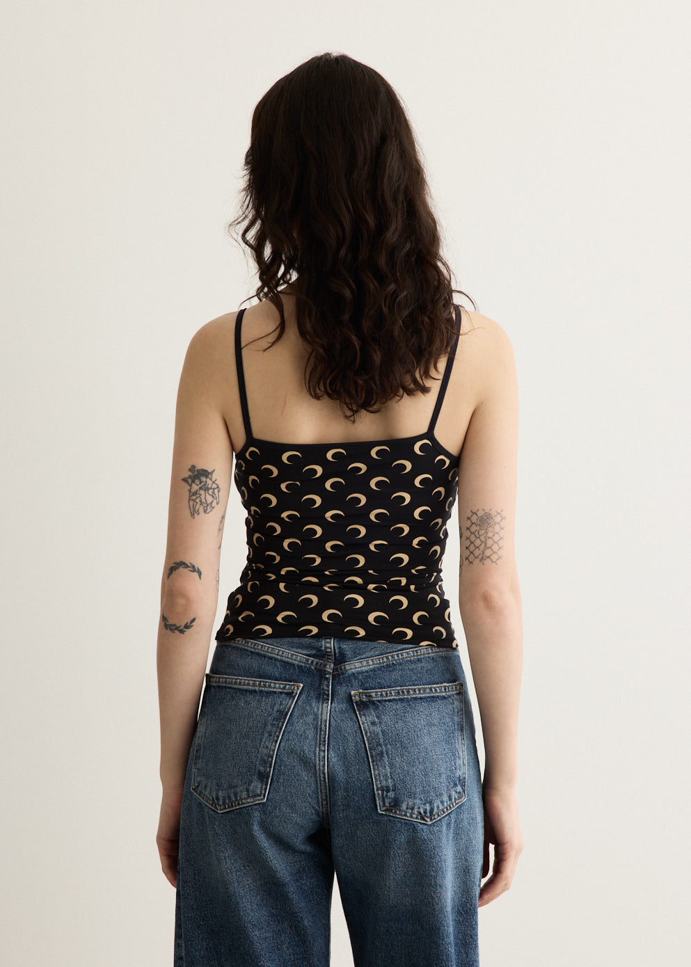 Moon Printed Jersey Straps Top