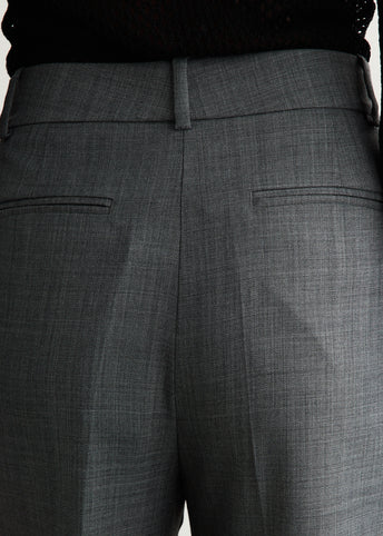 Wool Melange Suiting Straight Pants