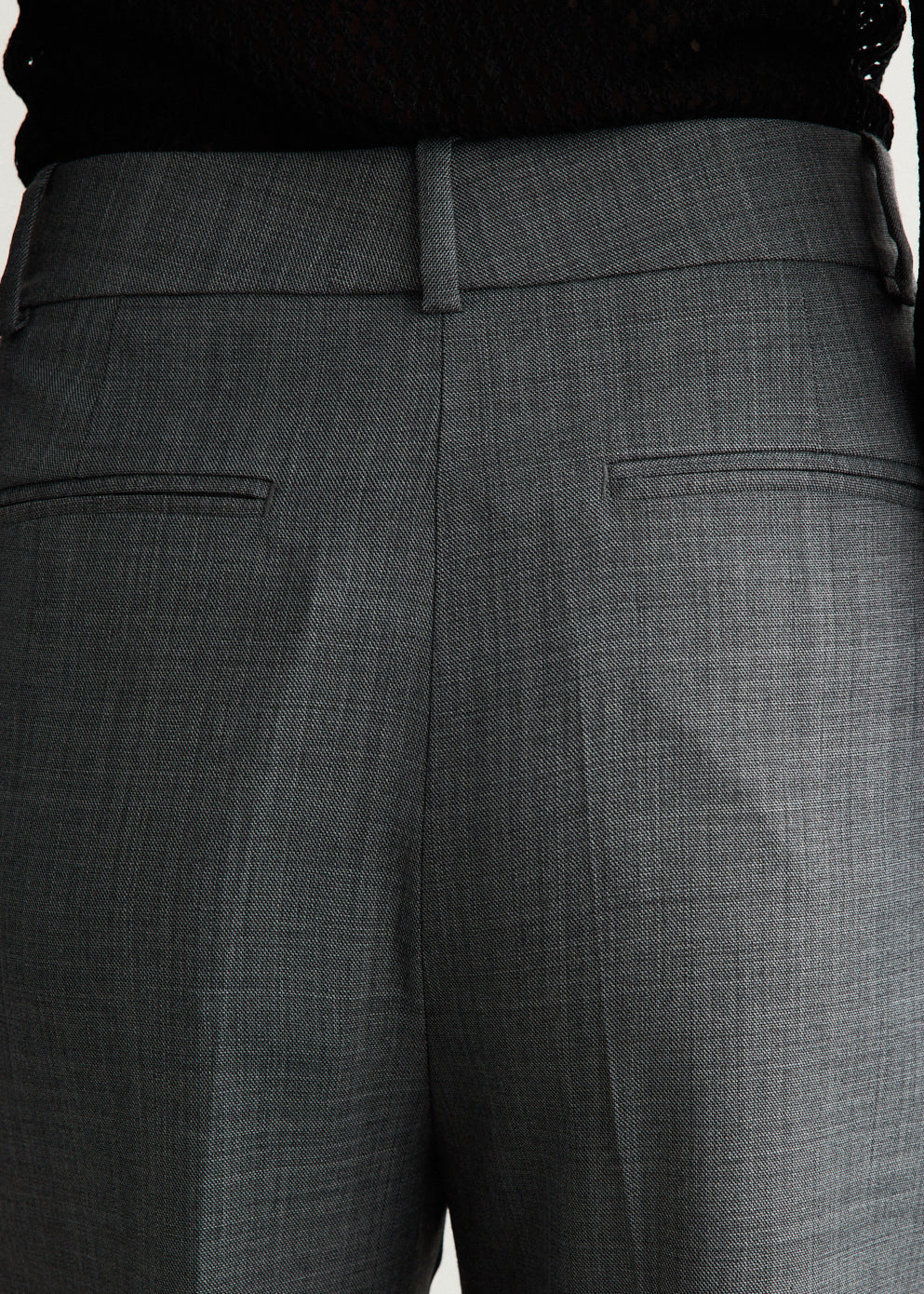 Wool Melange Suiting Straight Pants