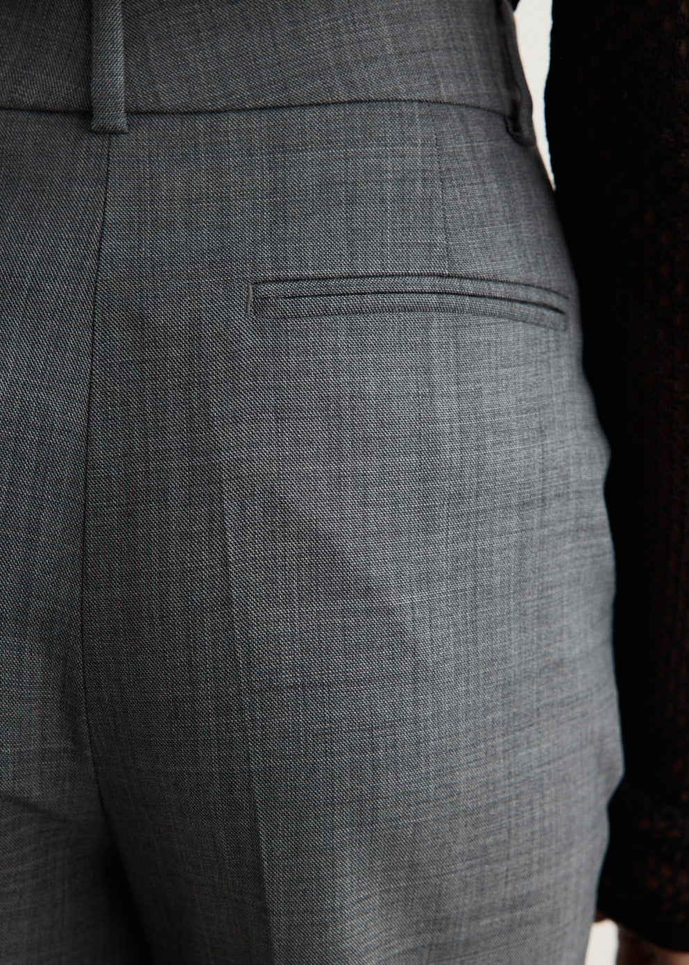 Wool Melange Suiting Straight Pants