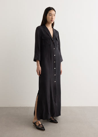 Fluid Cupro Maxi Shirt Dress