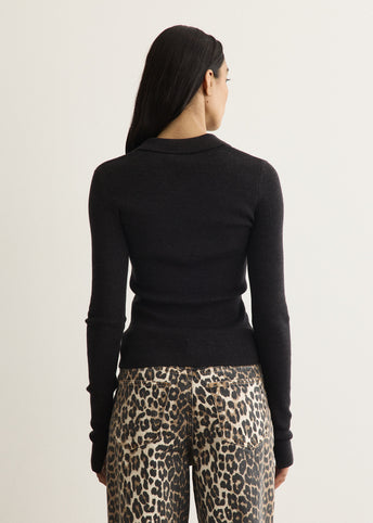 Sheer Wool Ribbed Polo