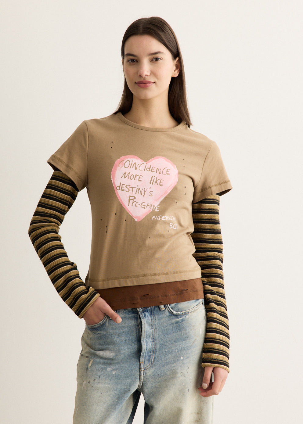 Layered Heart Message Long Sleeve T-Shirt