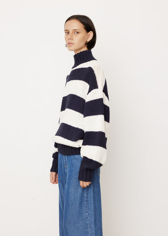 Wide Stripe Turtleneck Knit