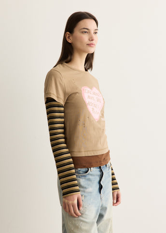 Layered Heart Message Long Sleeve T-Shirt