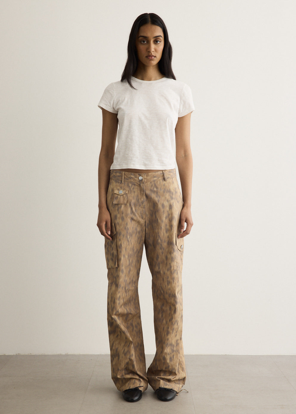 Printed Cotton Cargo Pants