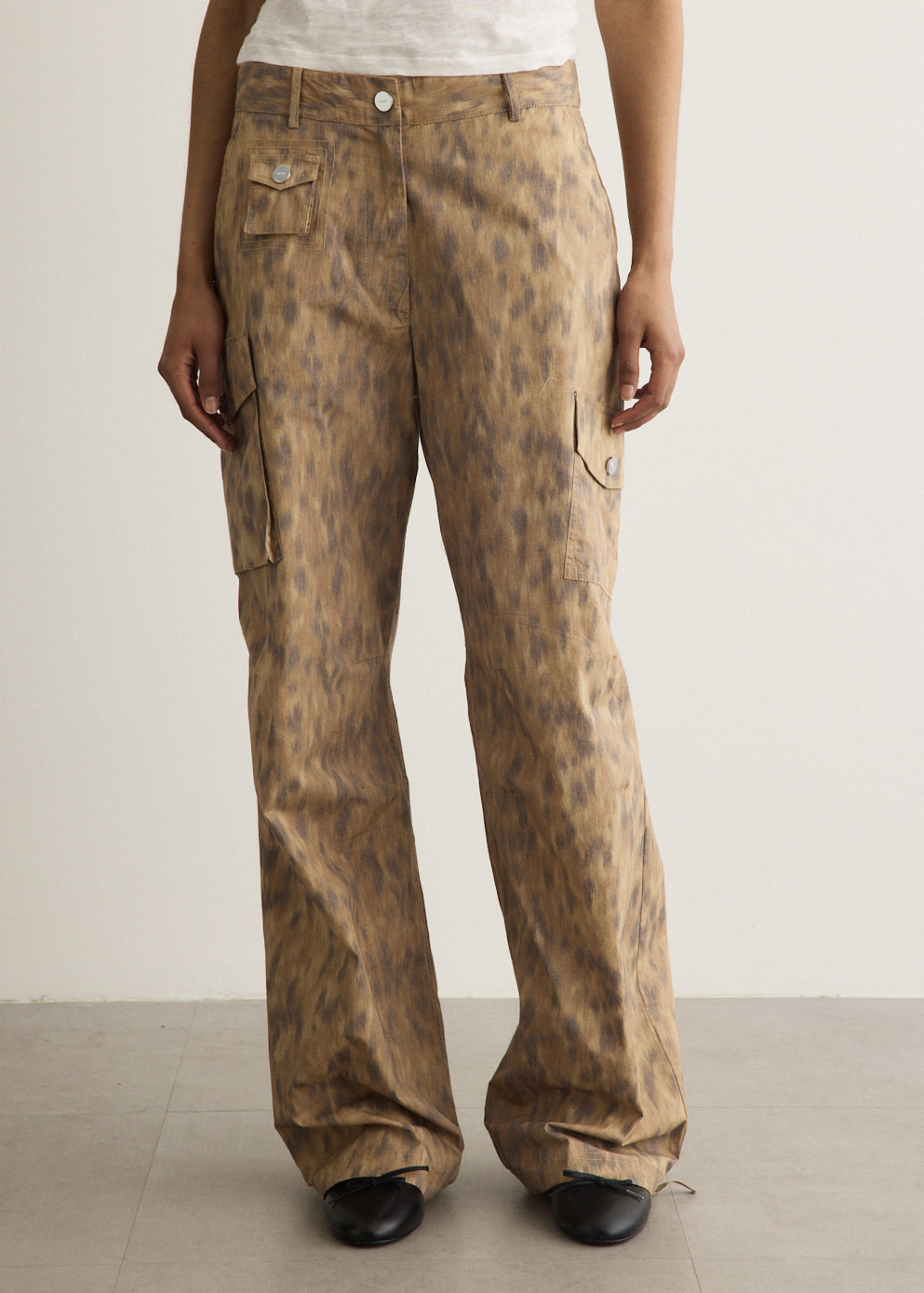 Printed Cotton Cargo Pants