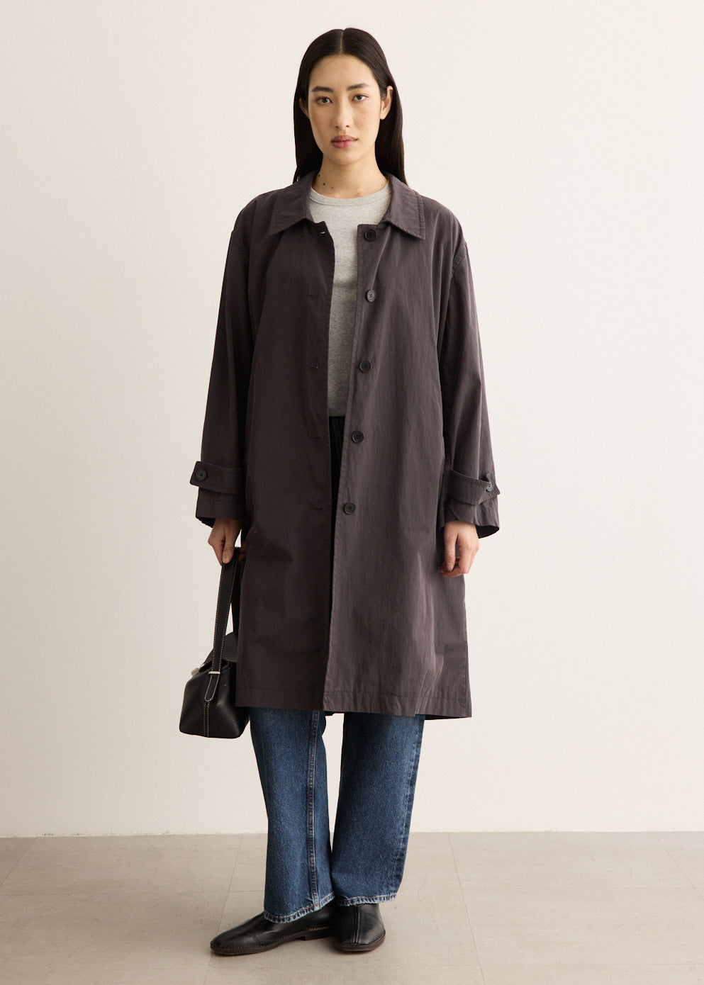 Cotton Draped Trench Coat