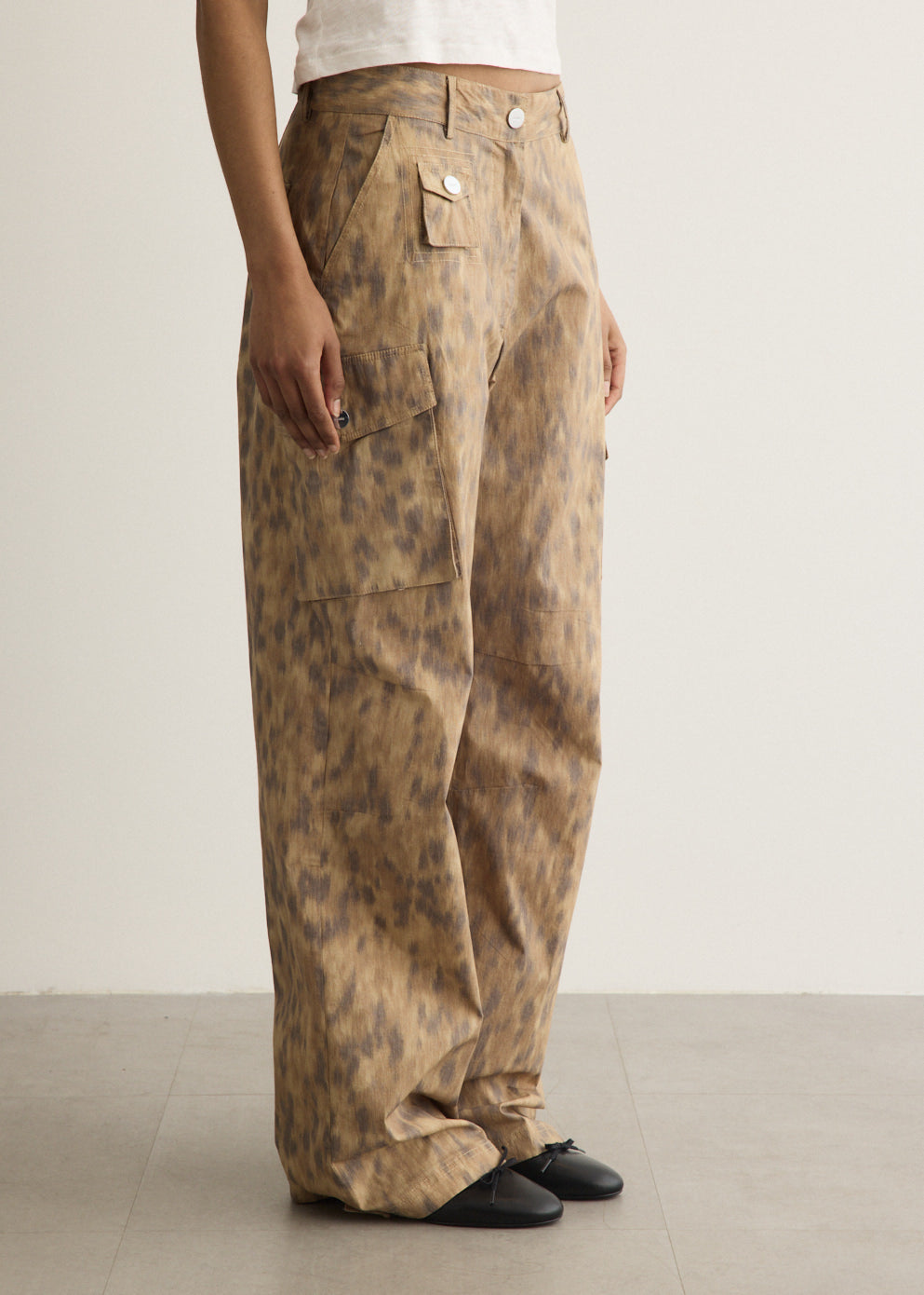 Printed Cotton Cargo Pants