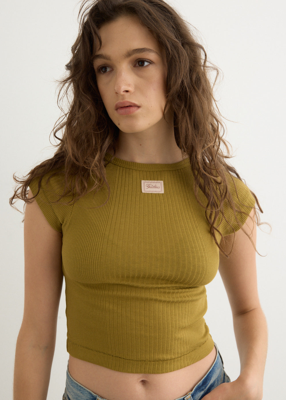 Cotton Ribbed Cropped Baby T-Shirt