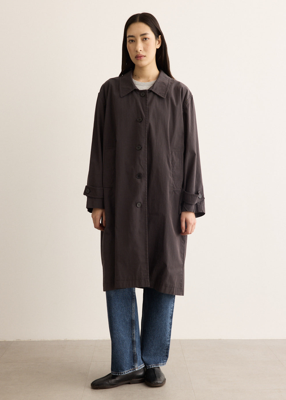 Cotton Draped Trench Coat