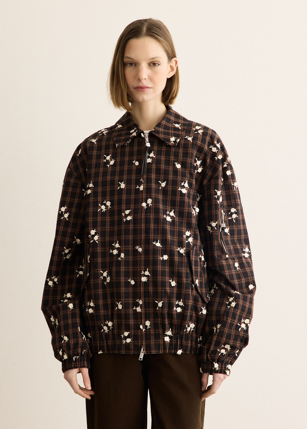 Printed Check Bomber Jacket