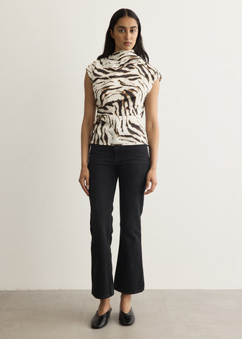Printed Stretch Cotton Ruched Top