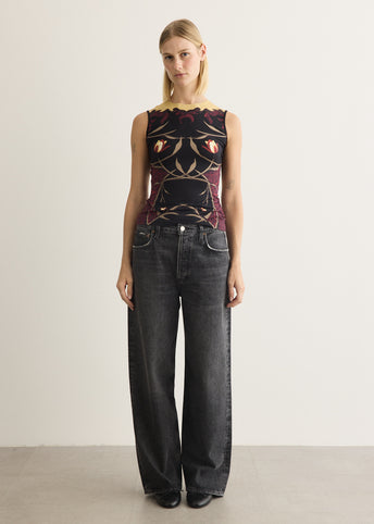 Flowers Printed Jersey Second Skin Top