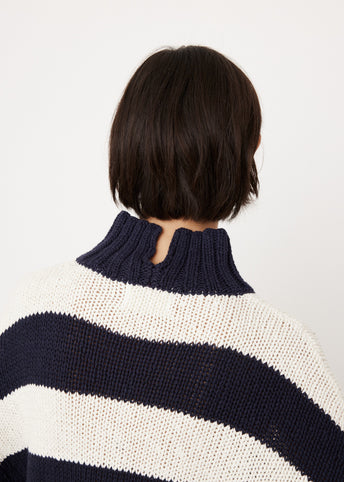 Wide Stripe Turtleneck Knit