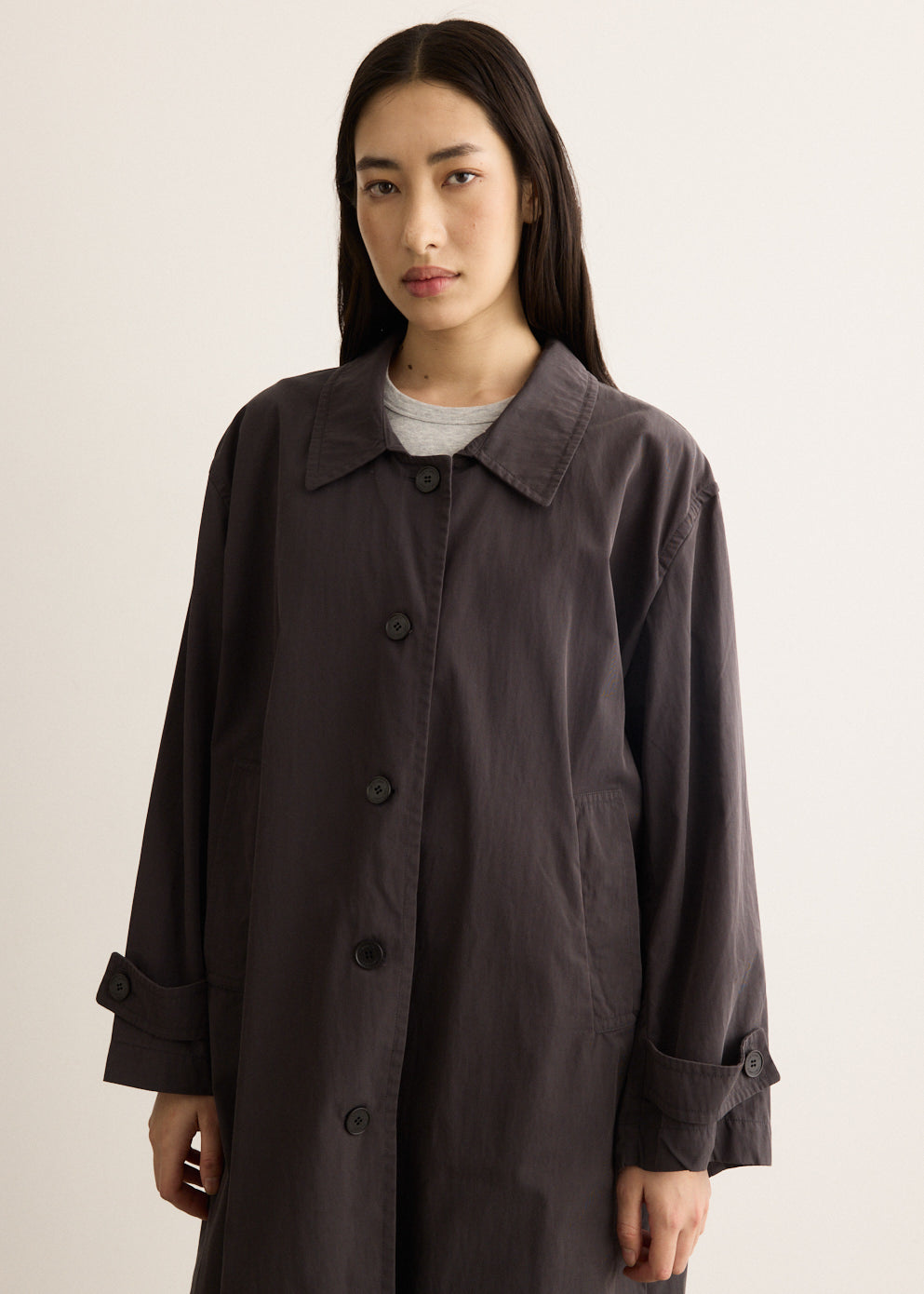Cotton Draped Trench Coat
