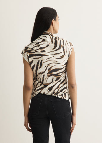 Printed Stretch Cotton Ruched Top