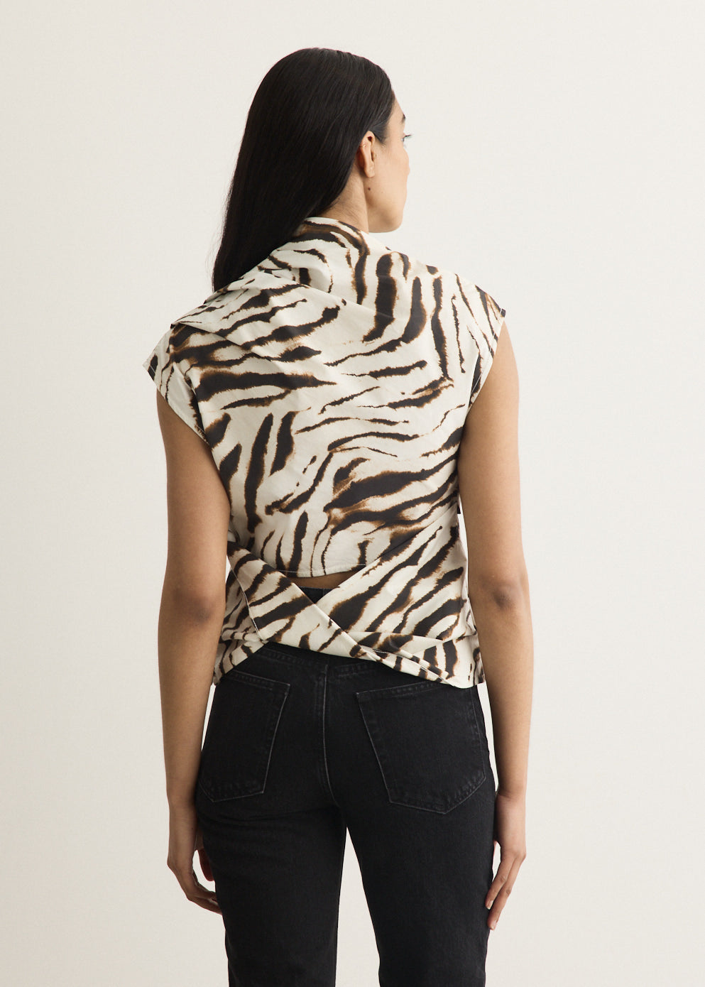 Printed Stretch Cotton Ruched Top