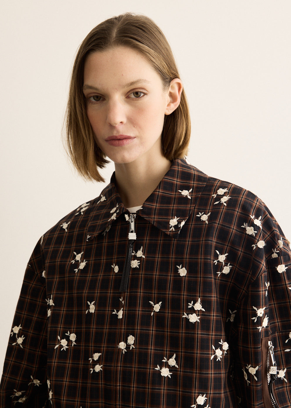 Printed Check Bomber Jacket