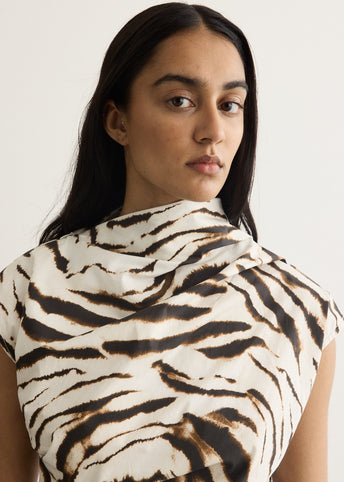Printed Stretch Cotton Ruched Top