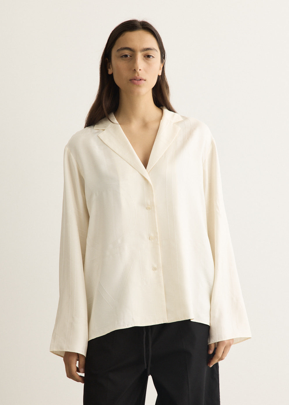 Monogram Silk Pj Top