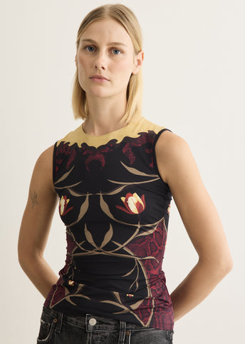 Flowers Printed Jersey Second Skin Top