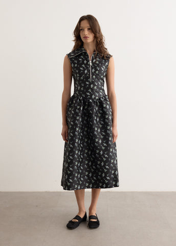 Floral Jacquard Midi Dress