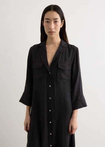 Fluid Cupro Maxi Shirt Dress