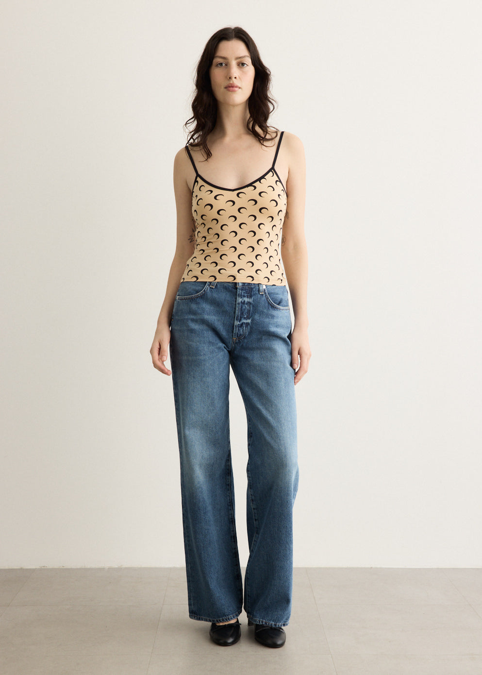 Moon Printed Jersey Straps Top