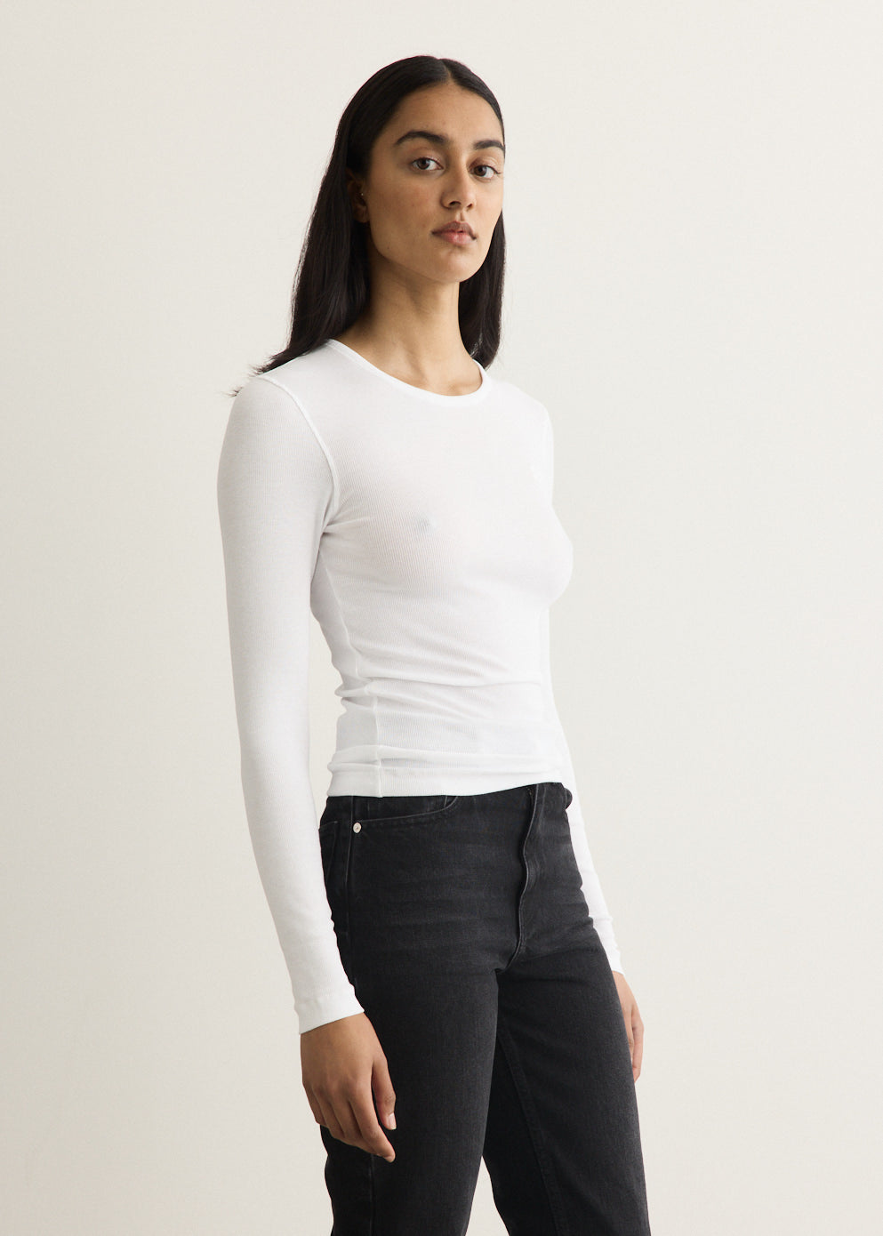 Soft Cotton Rib Long Sleeve T-Shirt