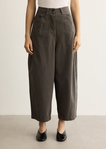 Wide-Fit Curved Cotton Pants