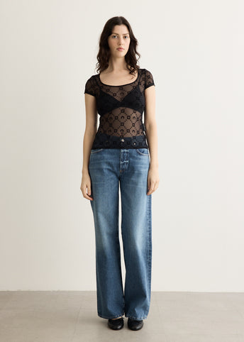 Moonogram Mesh Flock Short Sleeve T-Shirt