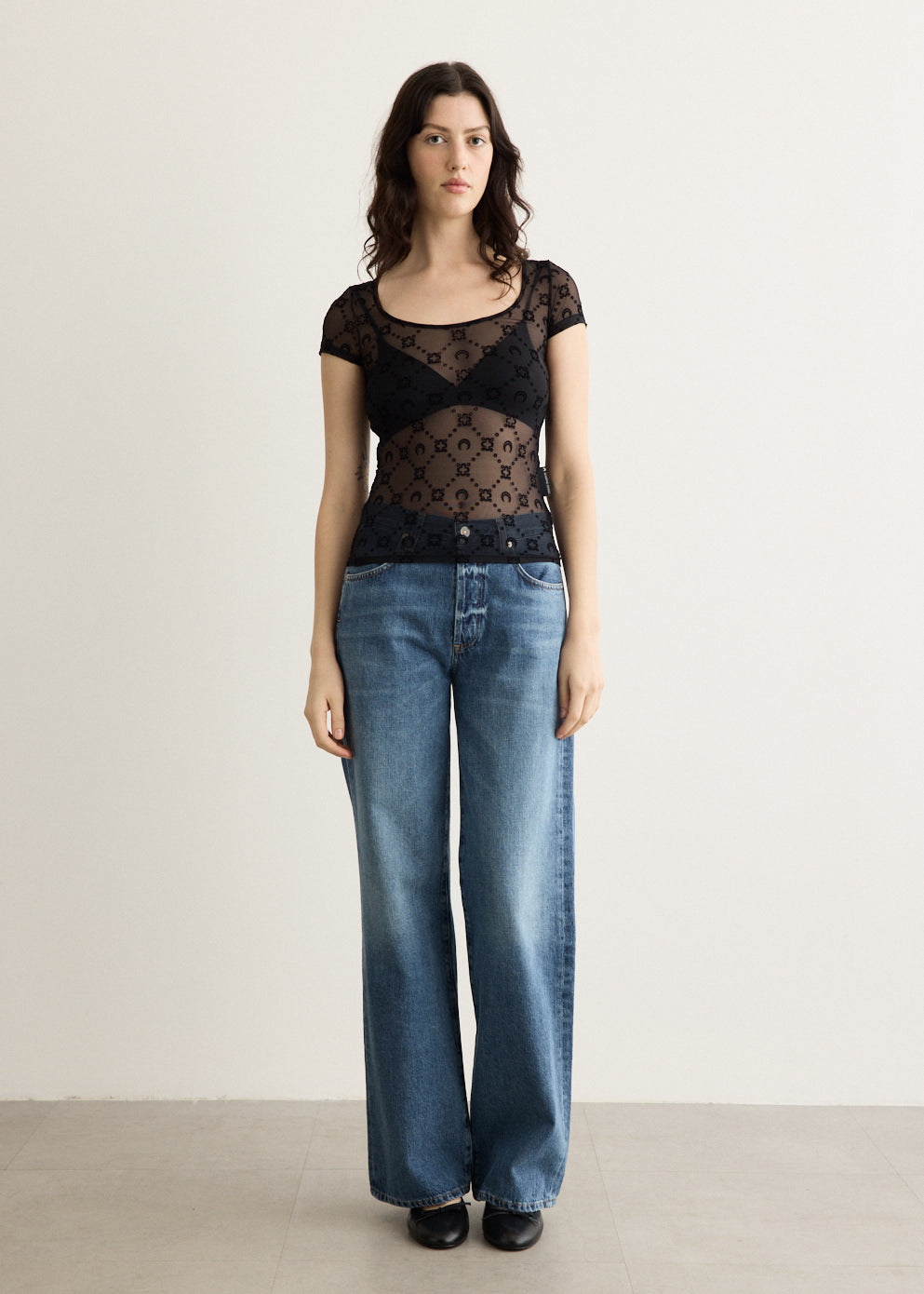 Moonogram Mesh Flock Short Sleeve T-Shirt