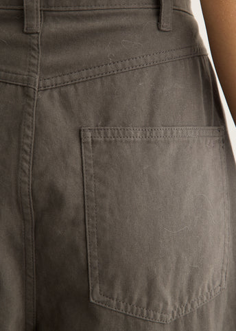 Wide-Fit Curved Cotton Pants