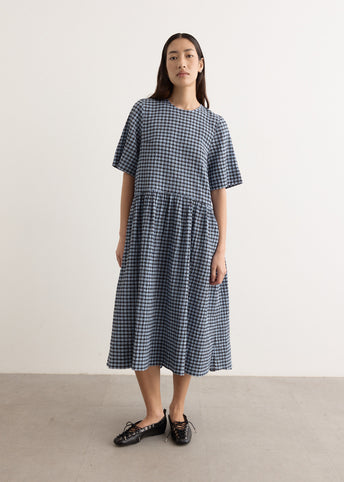 Seersucker Check Midi Dress