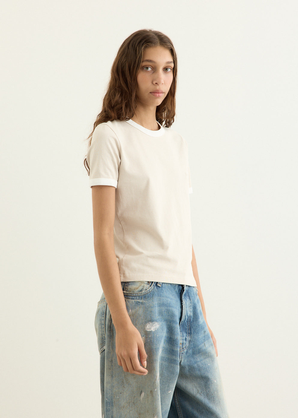 Crop Manche Courte Contrast T-Shirt