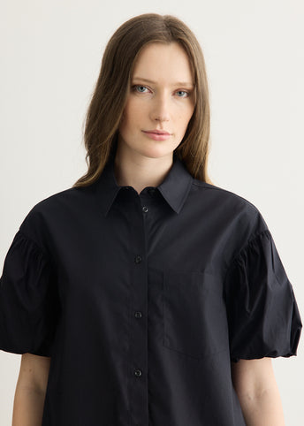 Cropped Puff Sleeve Lace Trim Shirt