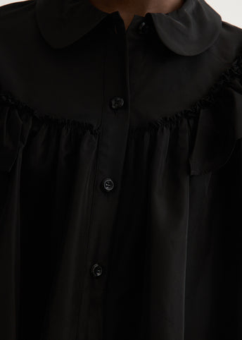 Cropped Puff Sleeve Ruffle Frill Shirt